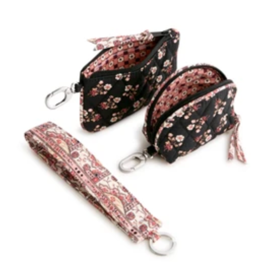 Dual Pouch Wide Wristlet- Melissa Ditsy