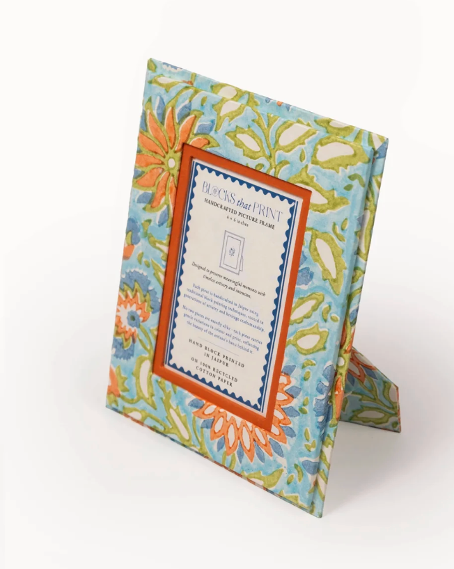 Medium Block Print Photo Frame (4x6) - Vintage Marigold