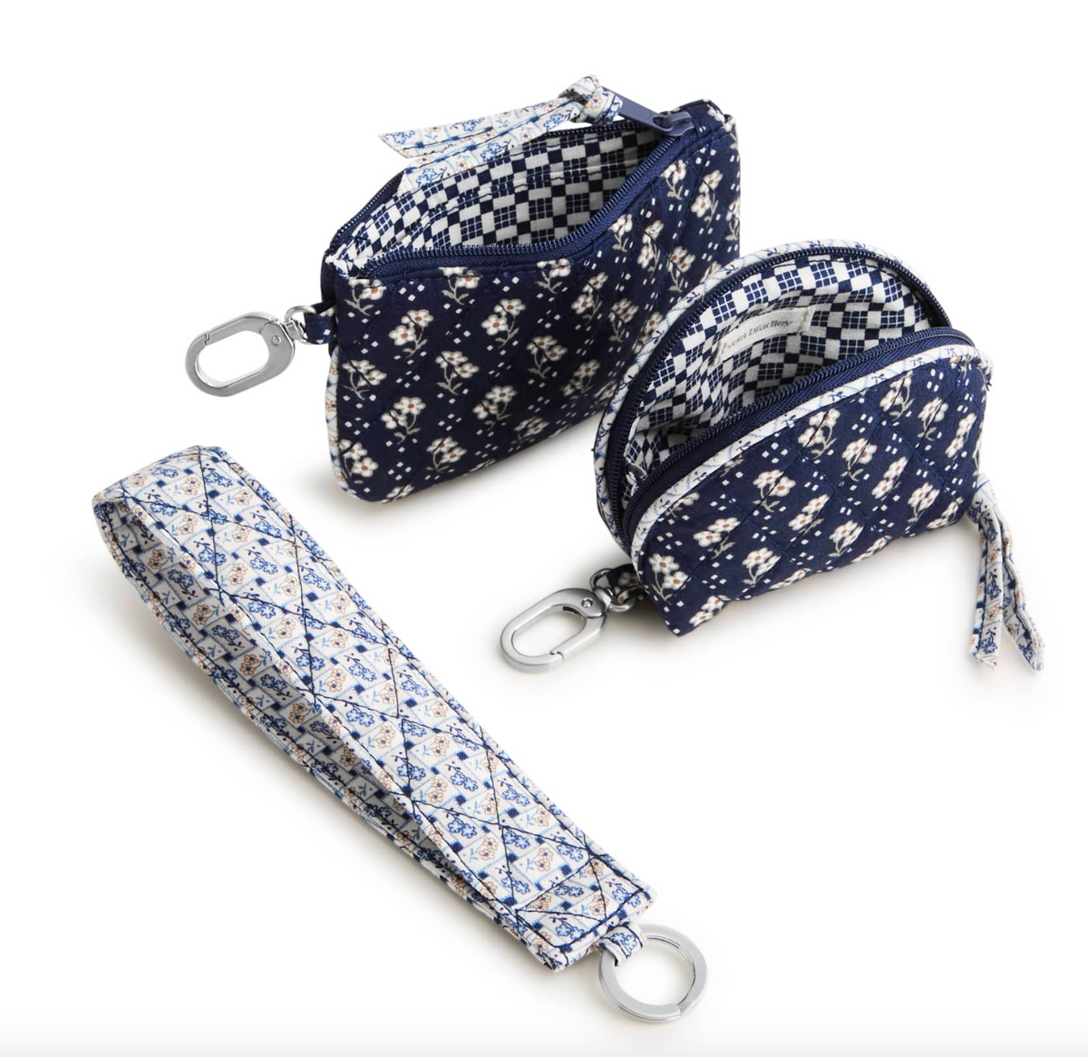 Dual Pouch Wide Wristlet- Rachel Ditsy Peacoat