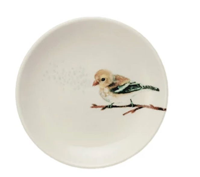 Stoneware Dish w/ Bird on Branch, 4 Styles