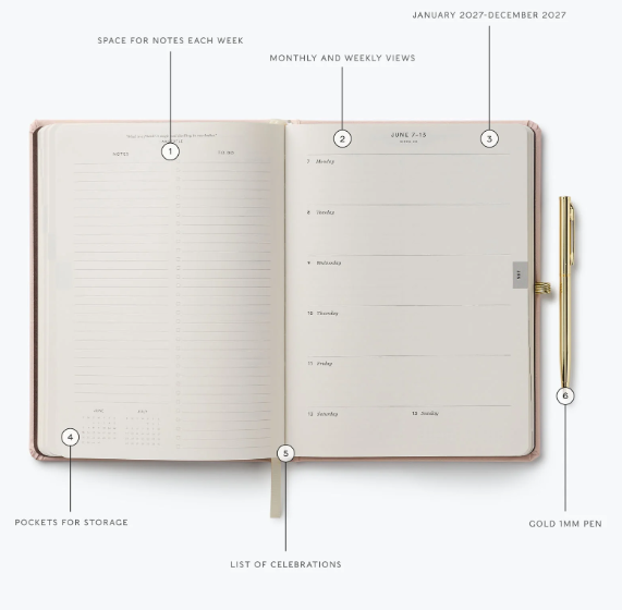2027 Paisley 12-Month Hardcover Planner with Pen
