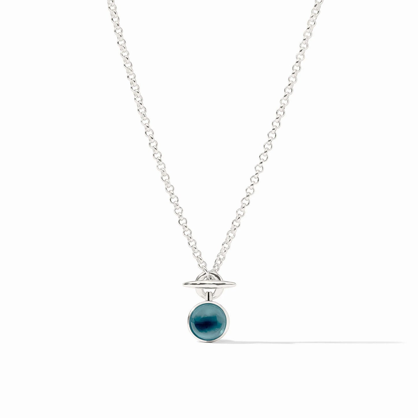 Solara Solitaire Necklace-Iridescent Montana Blue-Silver
