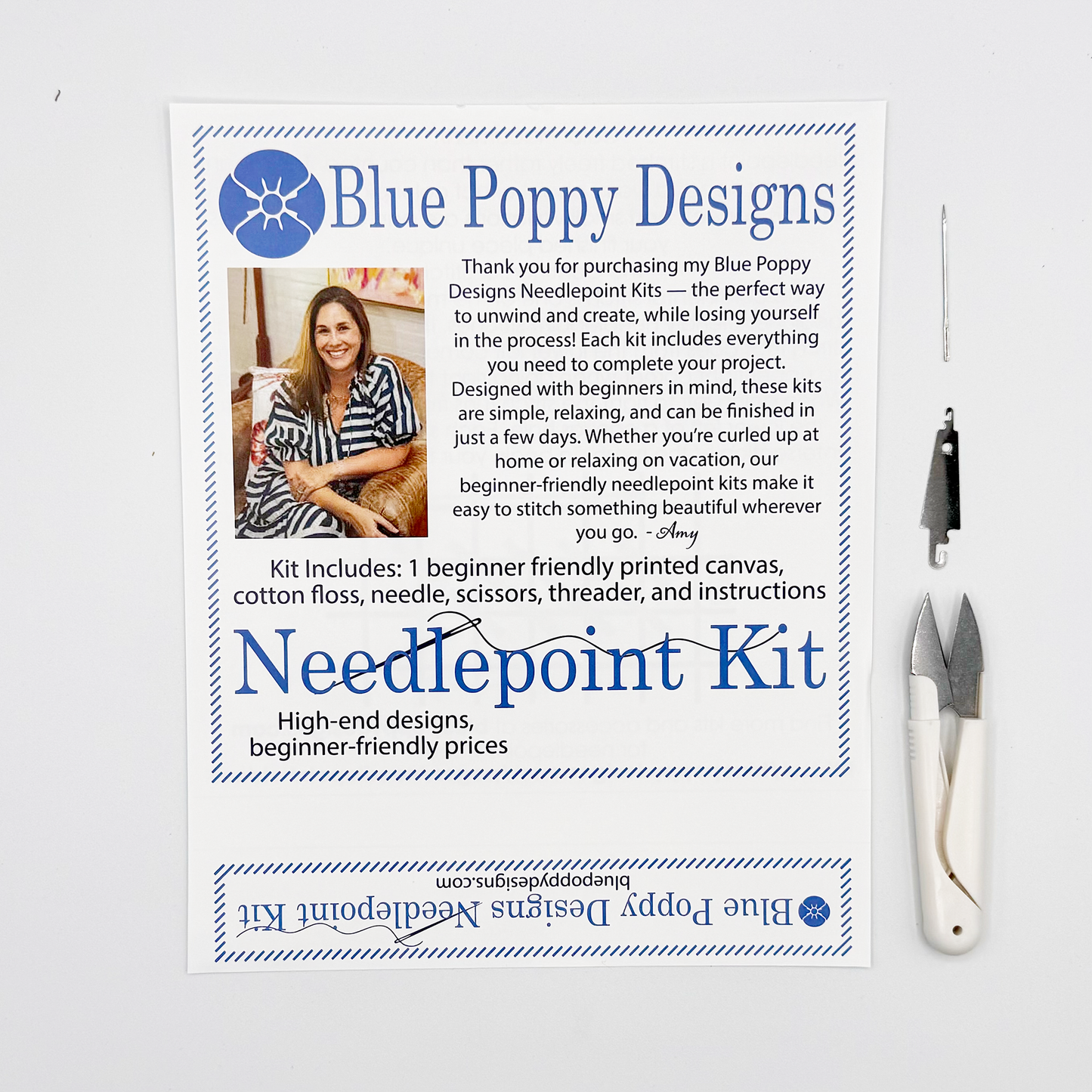 Azaleas Needlepoint Kit (on blue)