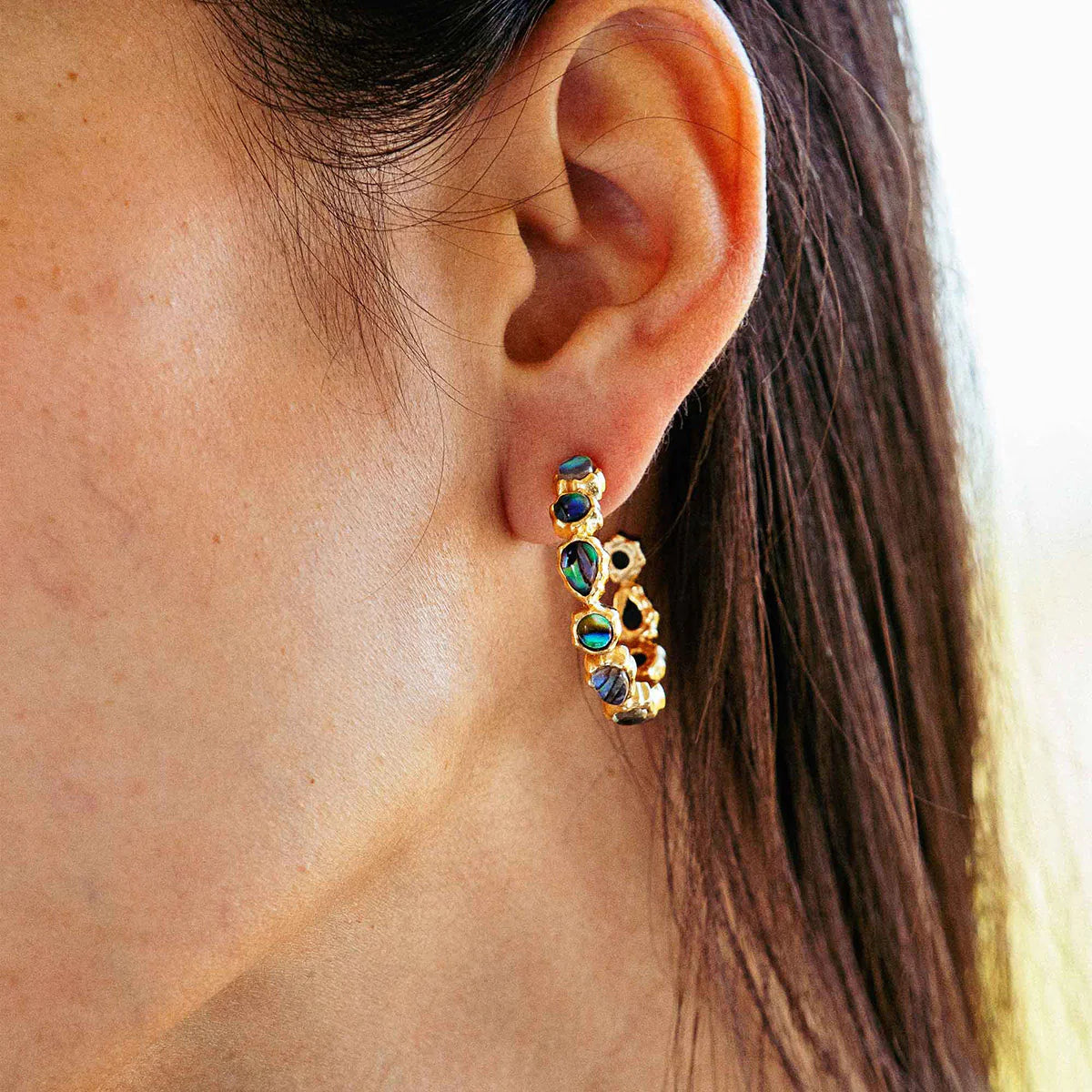 Aurora Medium Hoop Earrings - Abalone