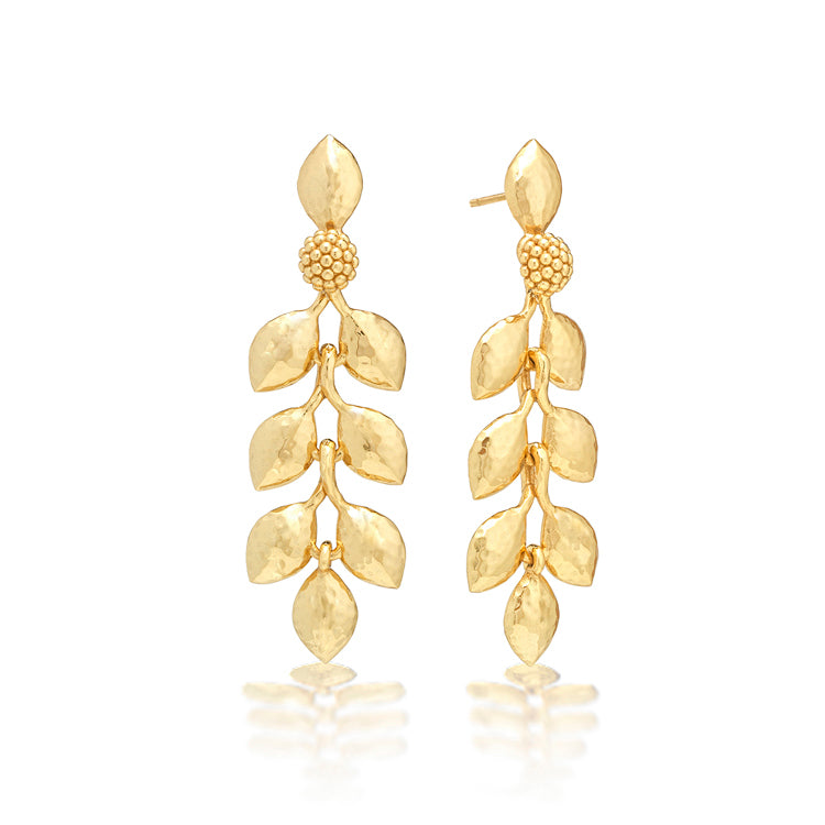 Golden Laurel Dangle Earrings - Gold