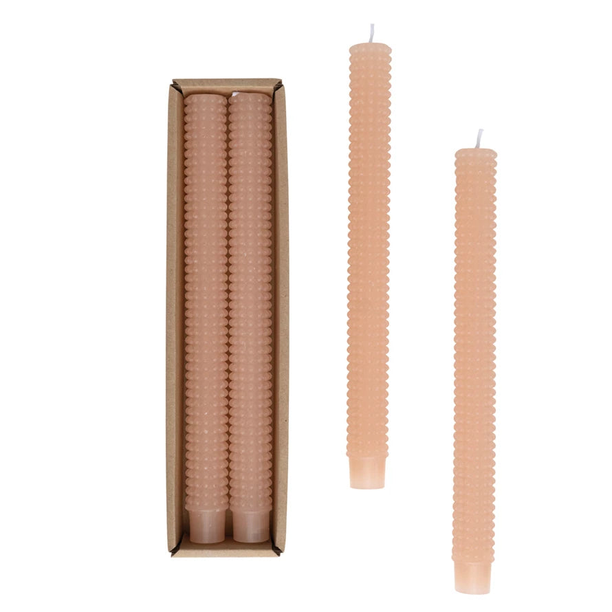 Unscented Hobnail Taper Candles-Pink