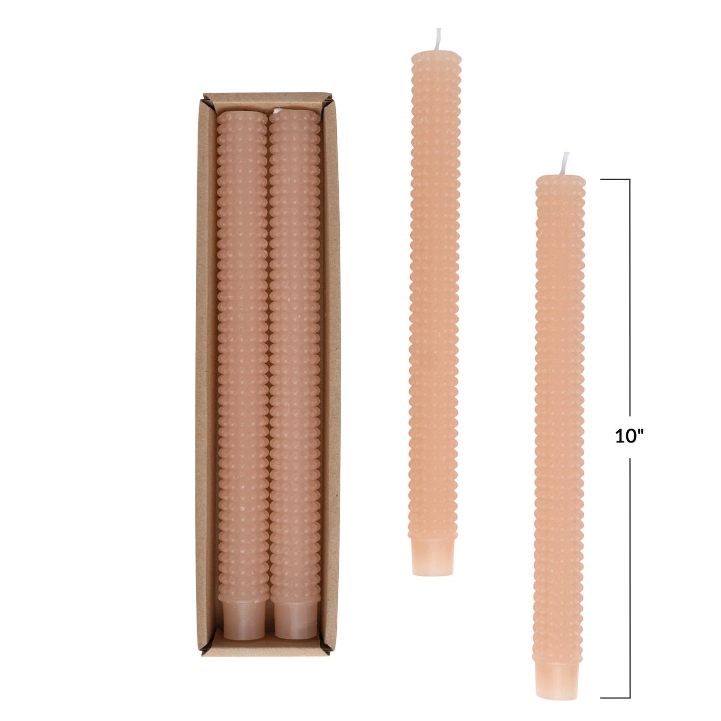 Unscented Hobnail Taper Candles-Pink