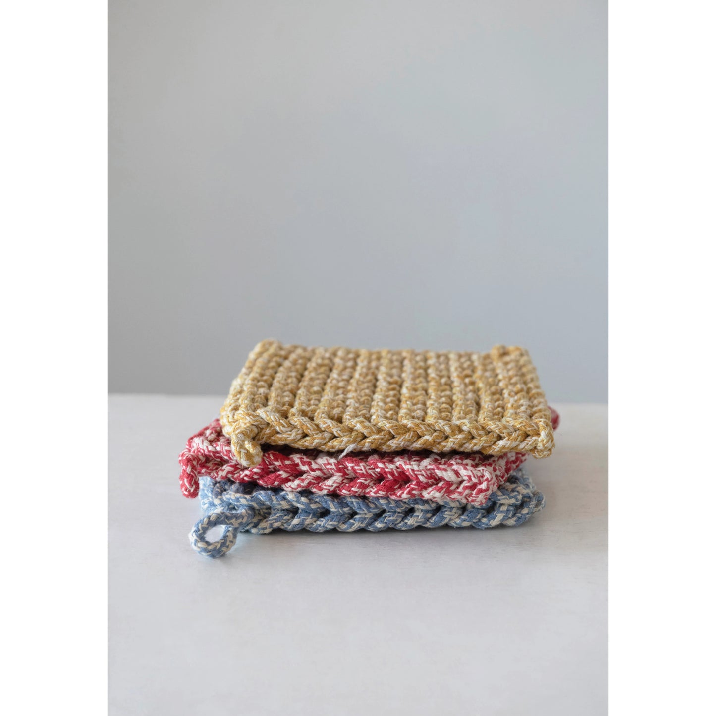 Melange Cotton Crocheted Pot Holder, 3 Colors