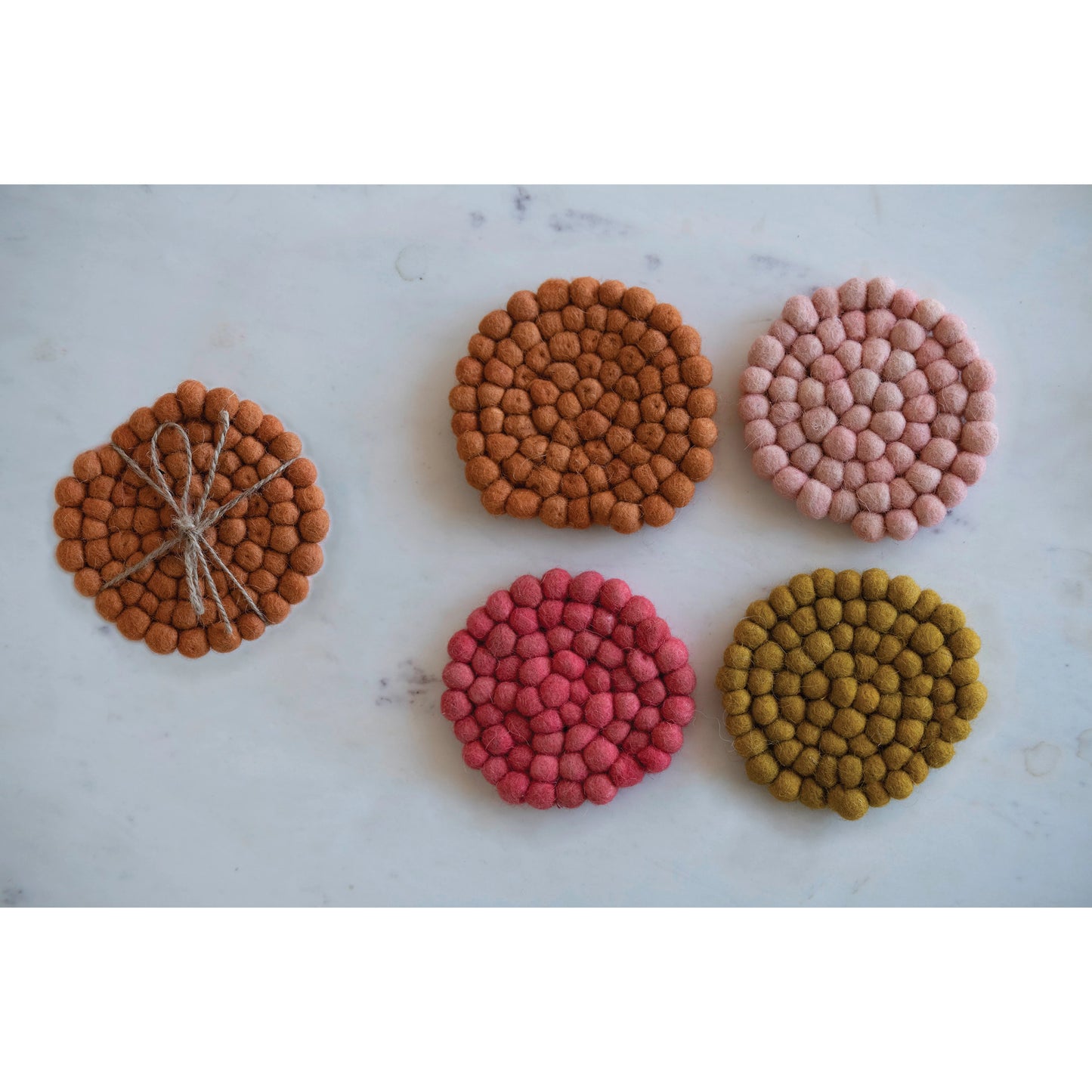 Handmade Wool Felt Ball Coasters