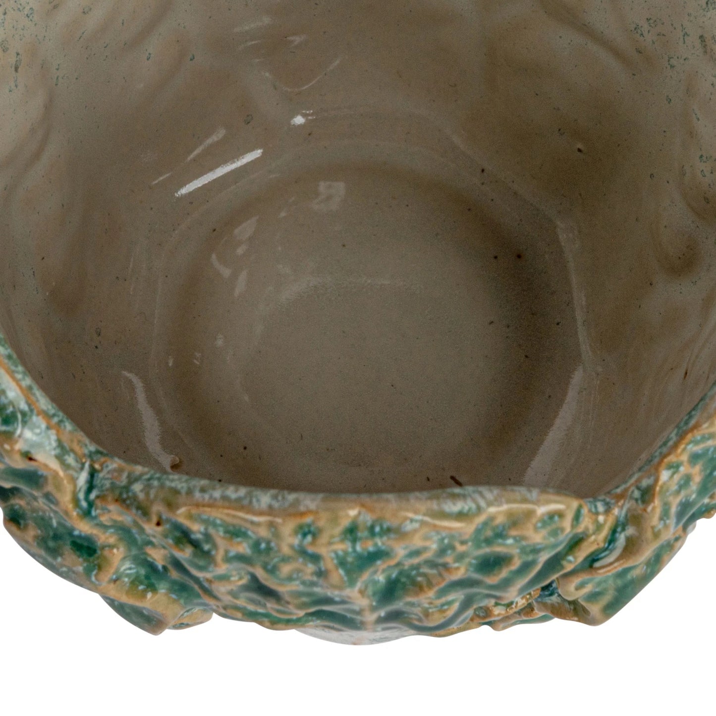 Stoneware Cabbage Shaped Planter (Holds 4" Pot) (Each One Will Vary)