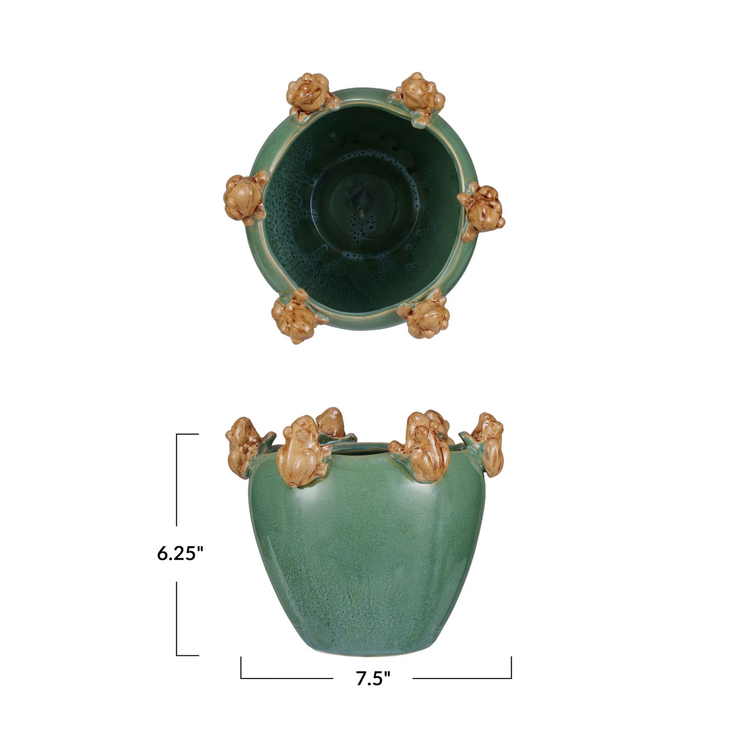 Stoneware Planter w/ Frogs on Rim (Each One Will Vary)