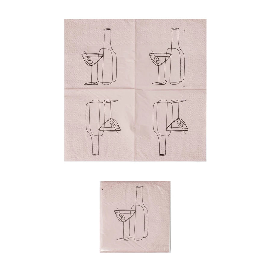 Paper Cocktail Napkins w/ Line Art
