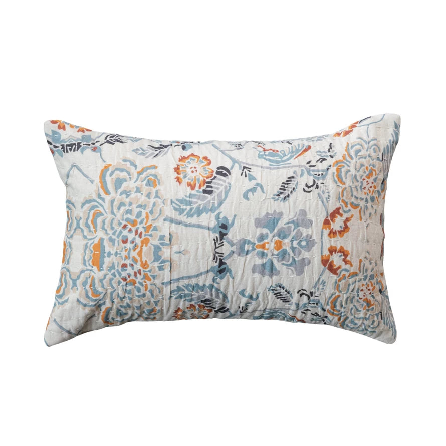14"L x 9"H Cotton Voile Printed Lumbar Pillow (Each One Will Vary)