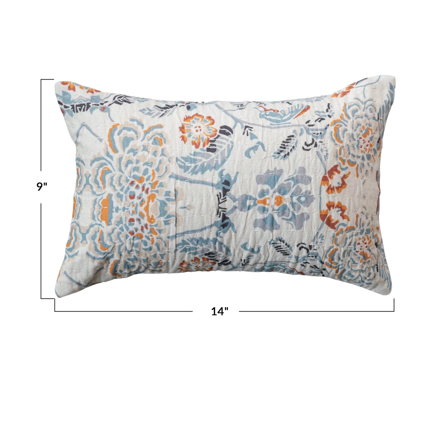 14"L x 9"H Cotton Voile Printed Lumbar Pillow (Each One Will Vary)