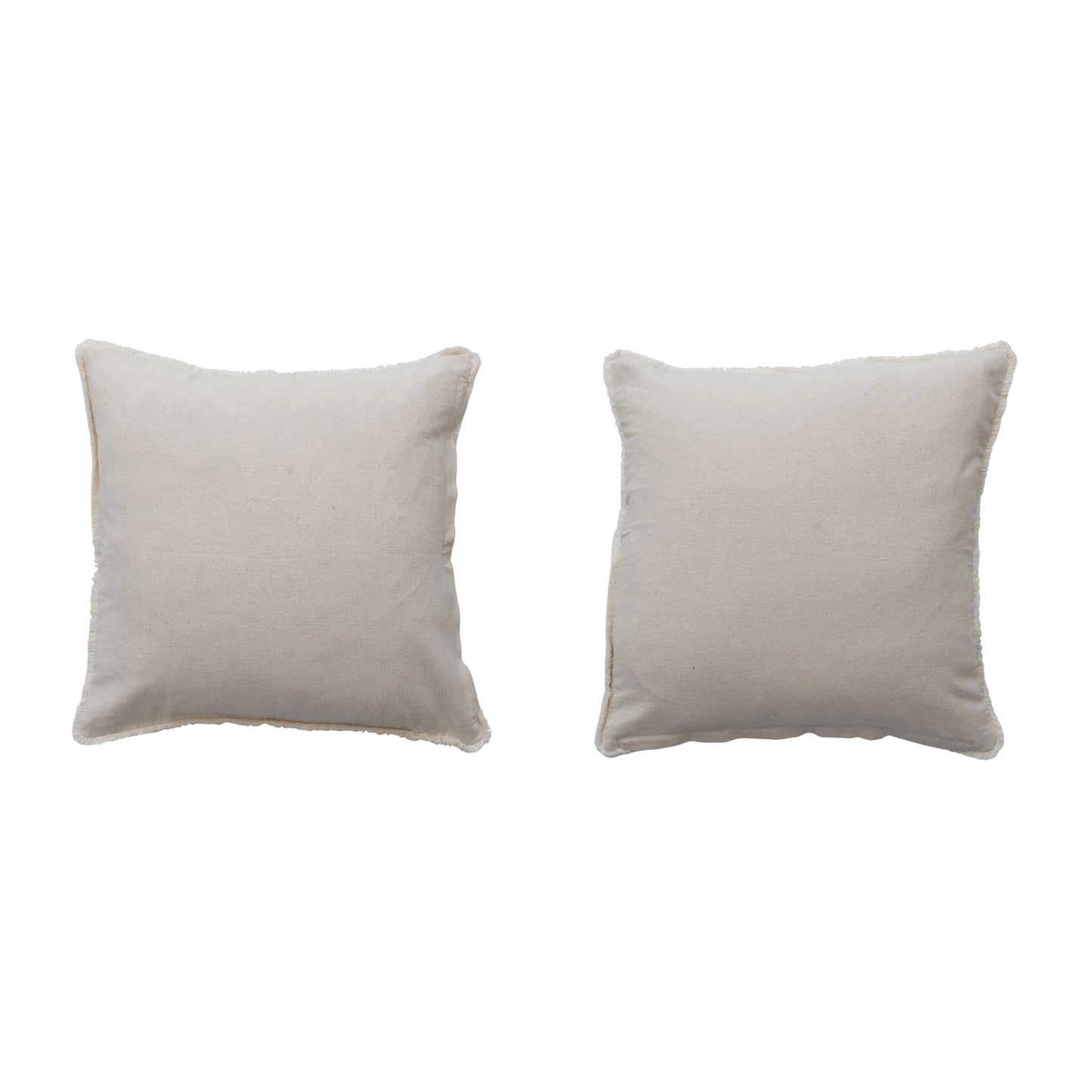 18" Square Cotton Slub Pillow with Eyelash Fringe, 2 Colors