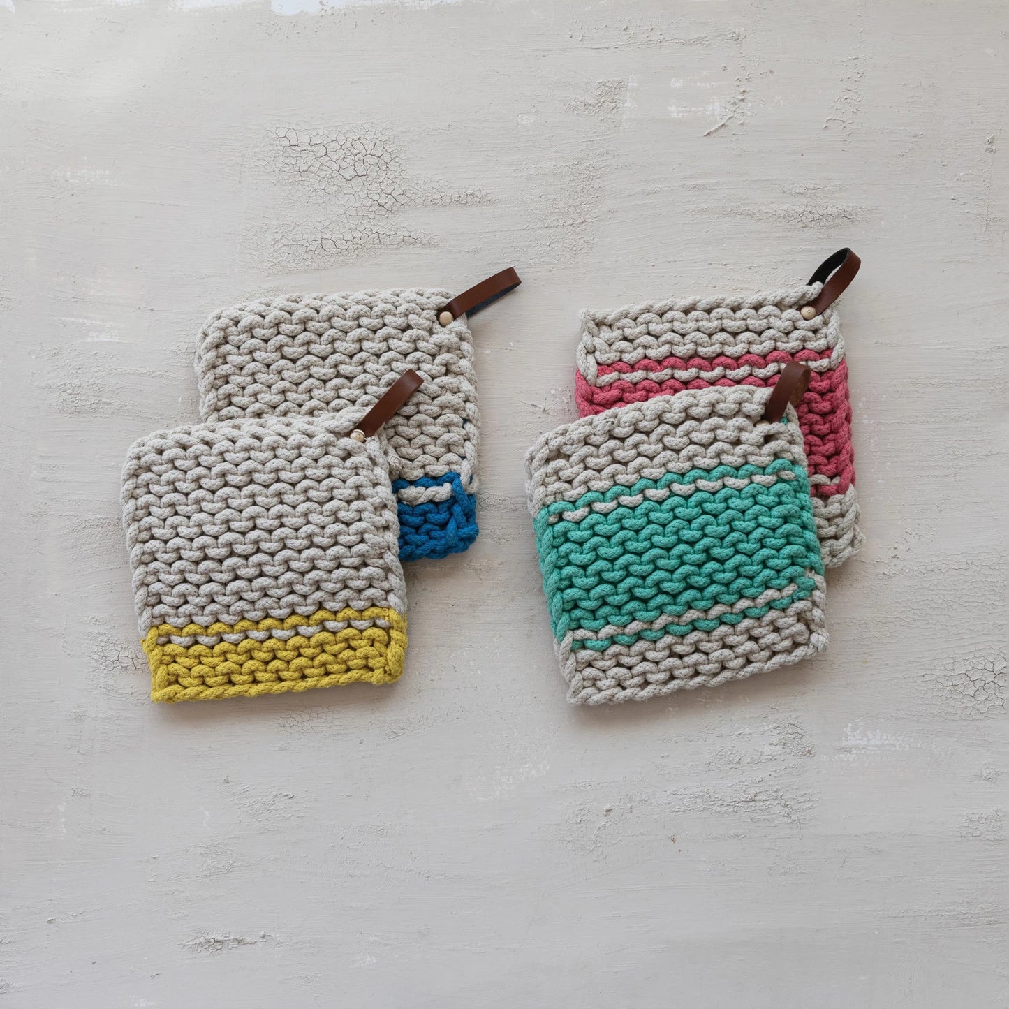 Cotton Crocheted Pot Holder-Color Stripe