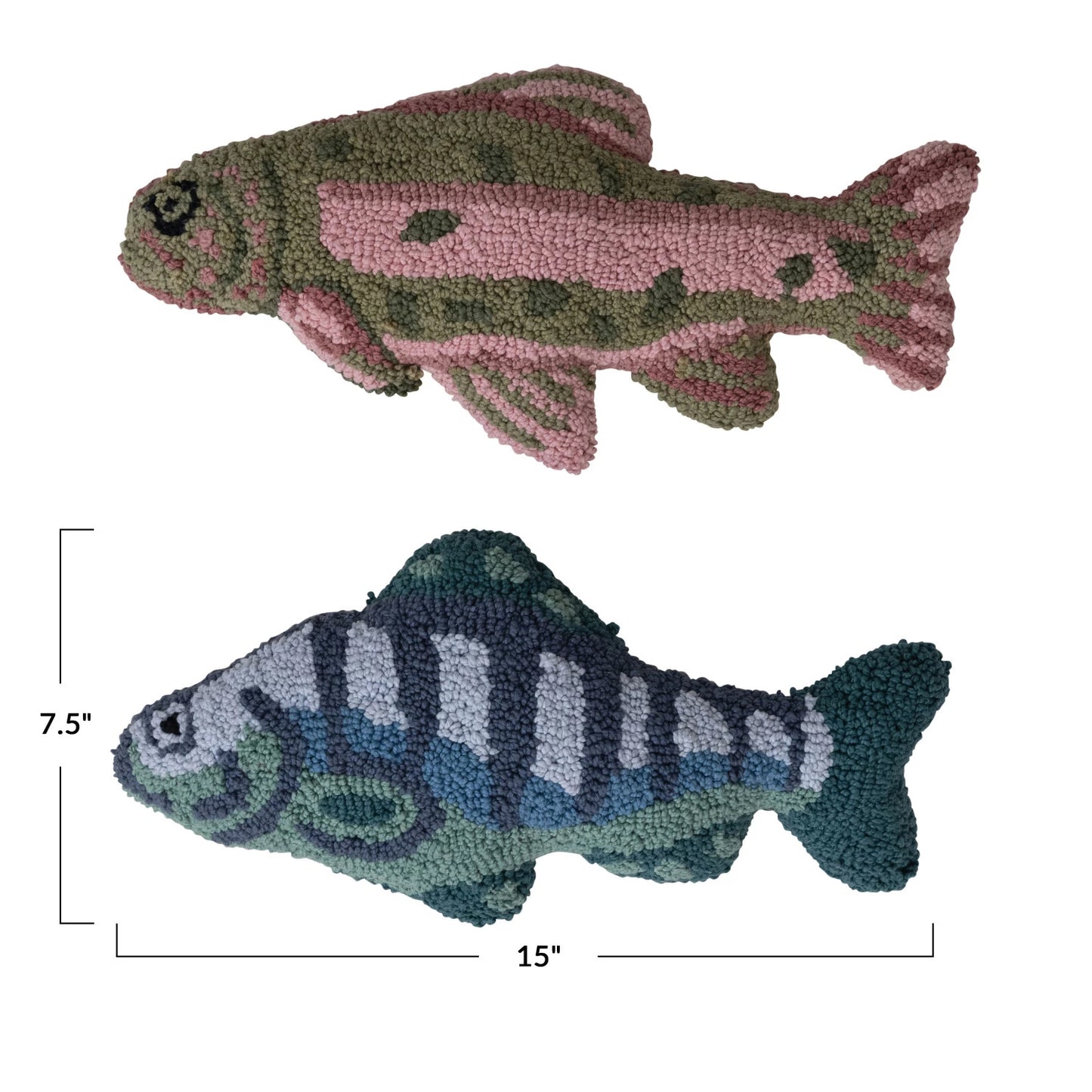 Woven Cotton Tufted Fish Shaped Pillow, 2 Styles