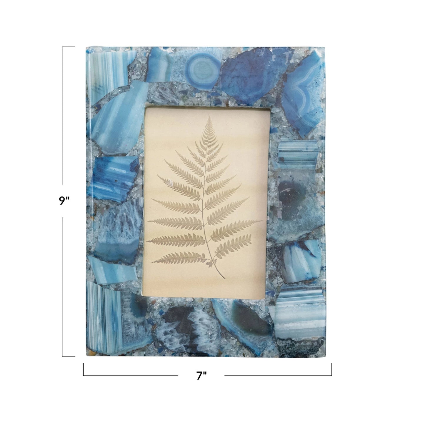 Agate Photo Frame, Blue (Holds 4" x 6" Photo) (Each One Will Vary)