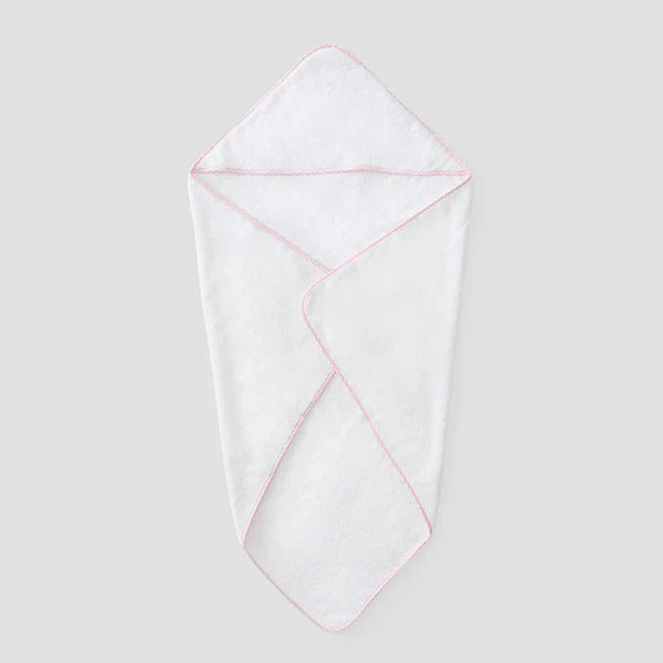 Baby Hooded Towel-Light Pink Gingham on White