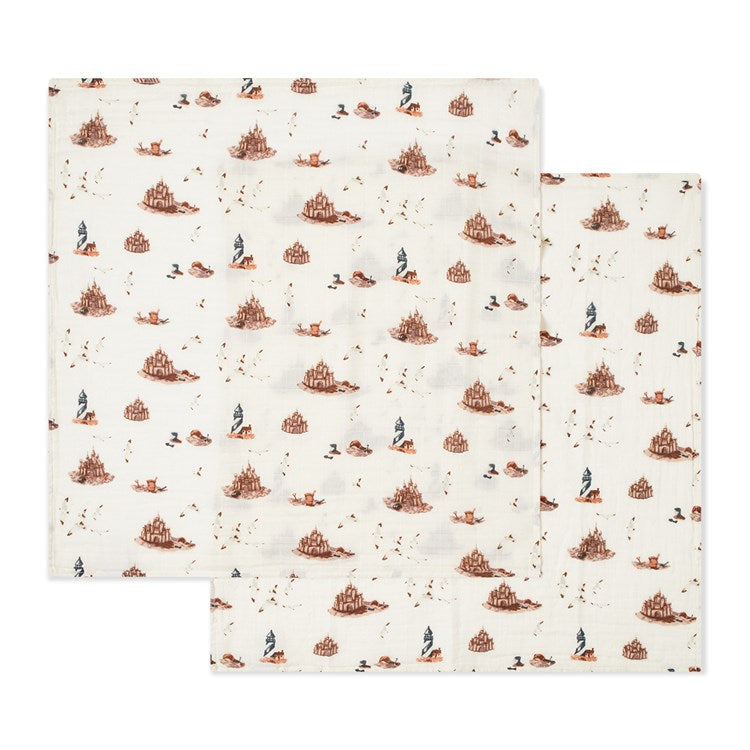 Organic Burp Cloths Sandcastle- Two Piece Set