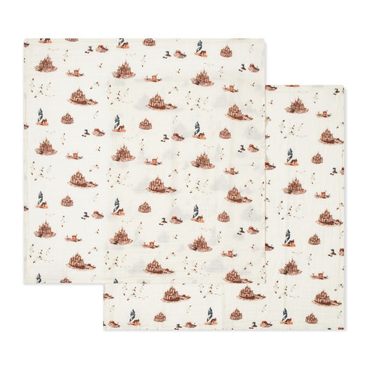 Organic Burp Cloths Sandcastle- Two Piece Set