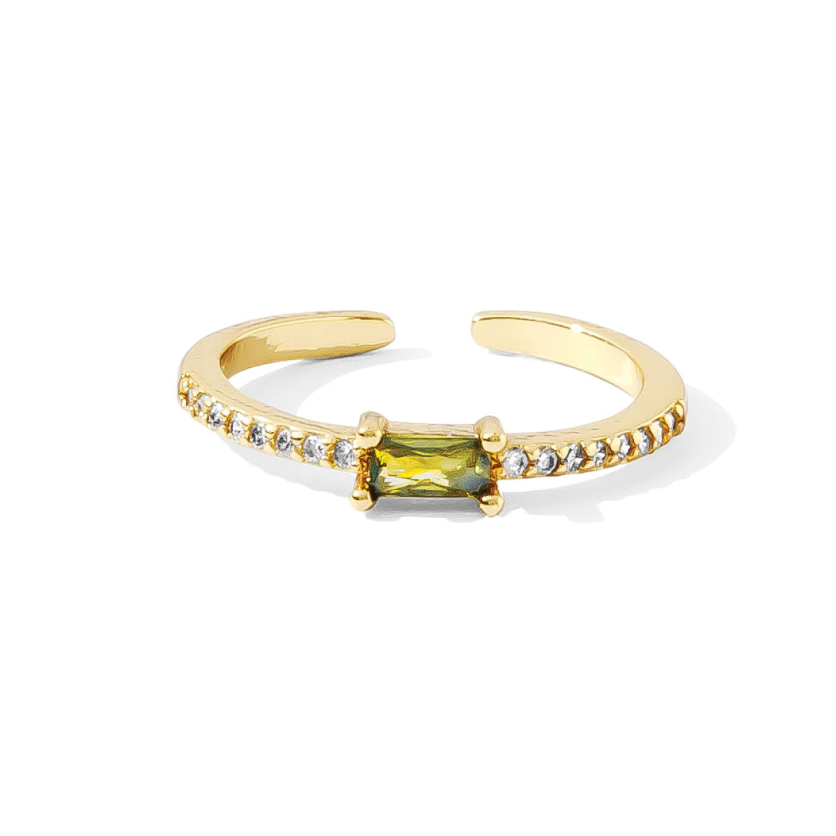 Just a Touch of Color Pave Adjustable Ring- Olive