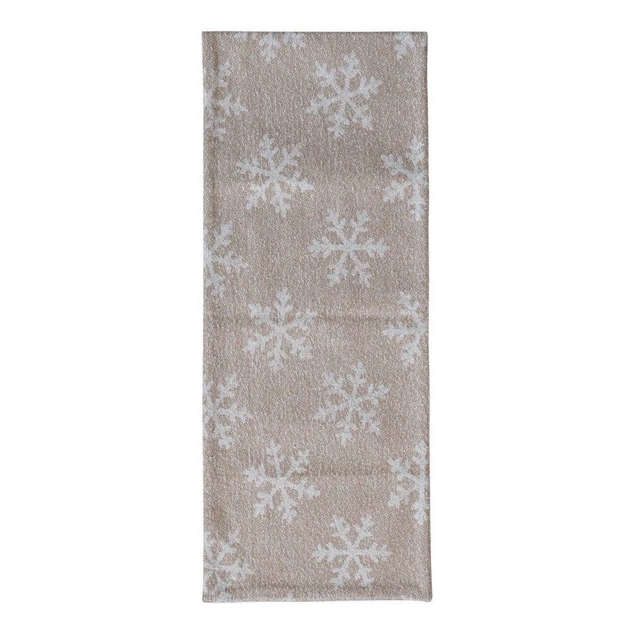 Woven Recycled Fabric Jacquard Table Runner with Snowflake Pattern