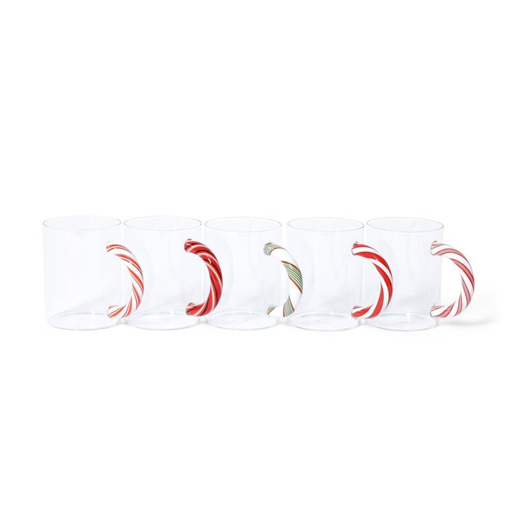 Holiday Glass Mugs- Candy Cane Assorted