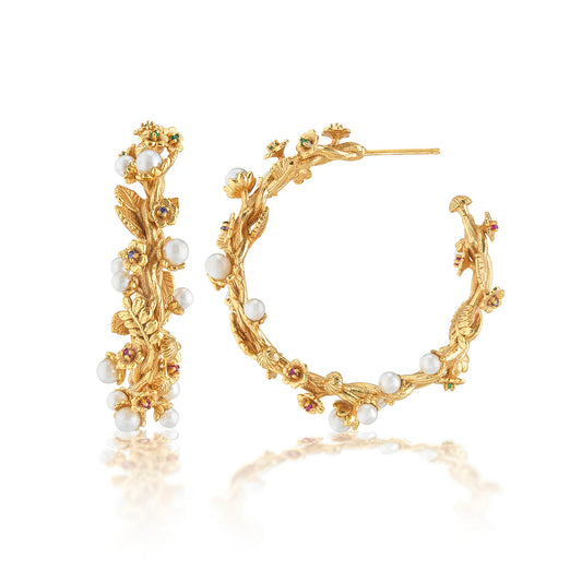 Meadow Grande Hoop Earrings - Pearl