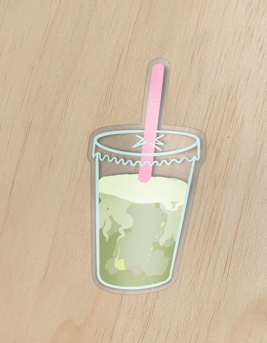Iced Matcha Transparent Illustrated Sticker