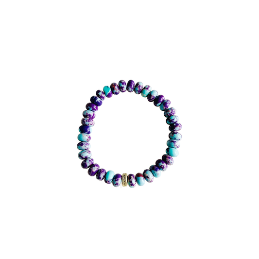 Candy Stretch Bracelets: Aqua and Purple Imperial Jasper