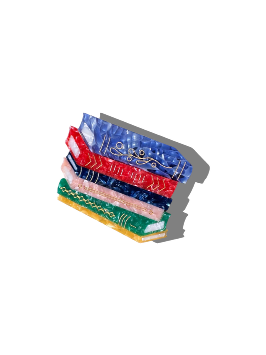 Hand-painted Book Stack Claw Hair Clip | Eco-Friendly: Classic