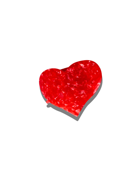 Handmade Heart Lay Down Claw Clip | Eco-Friendly: Red