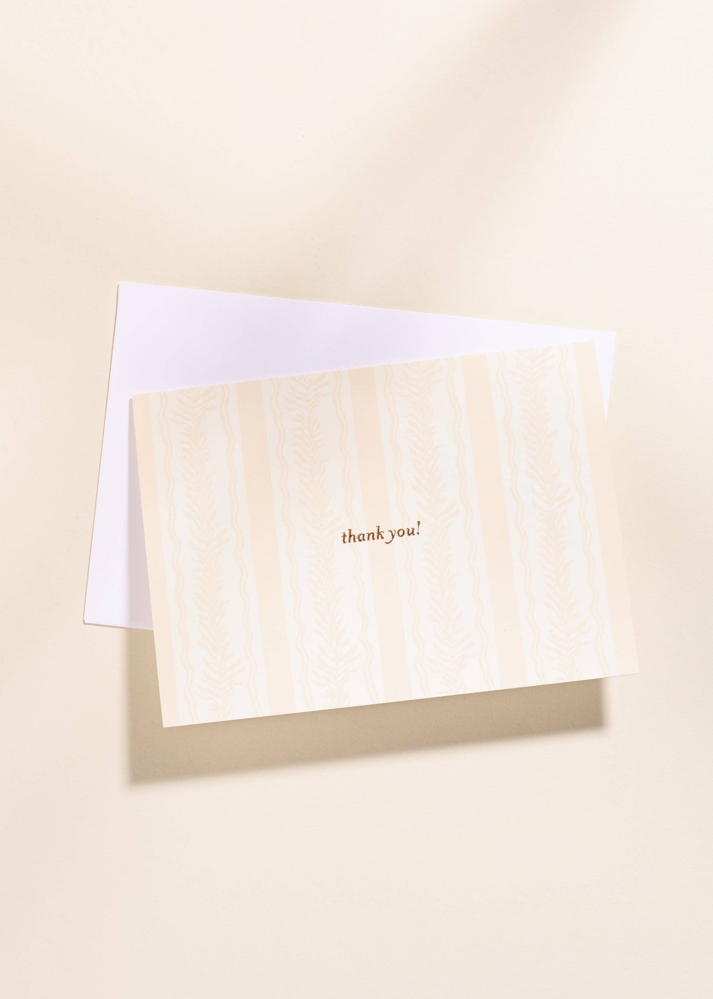 Cream Vines Foil Pressed Folded Thank You Note - Set of 10