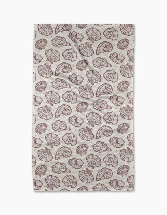 Retro Coastal Seashells in Neutral Tea Towel