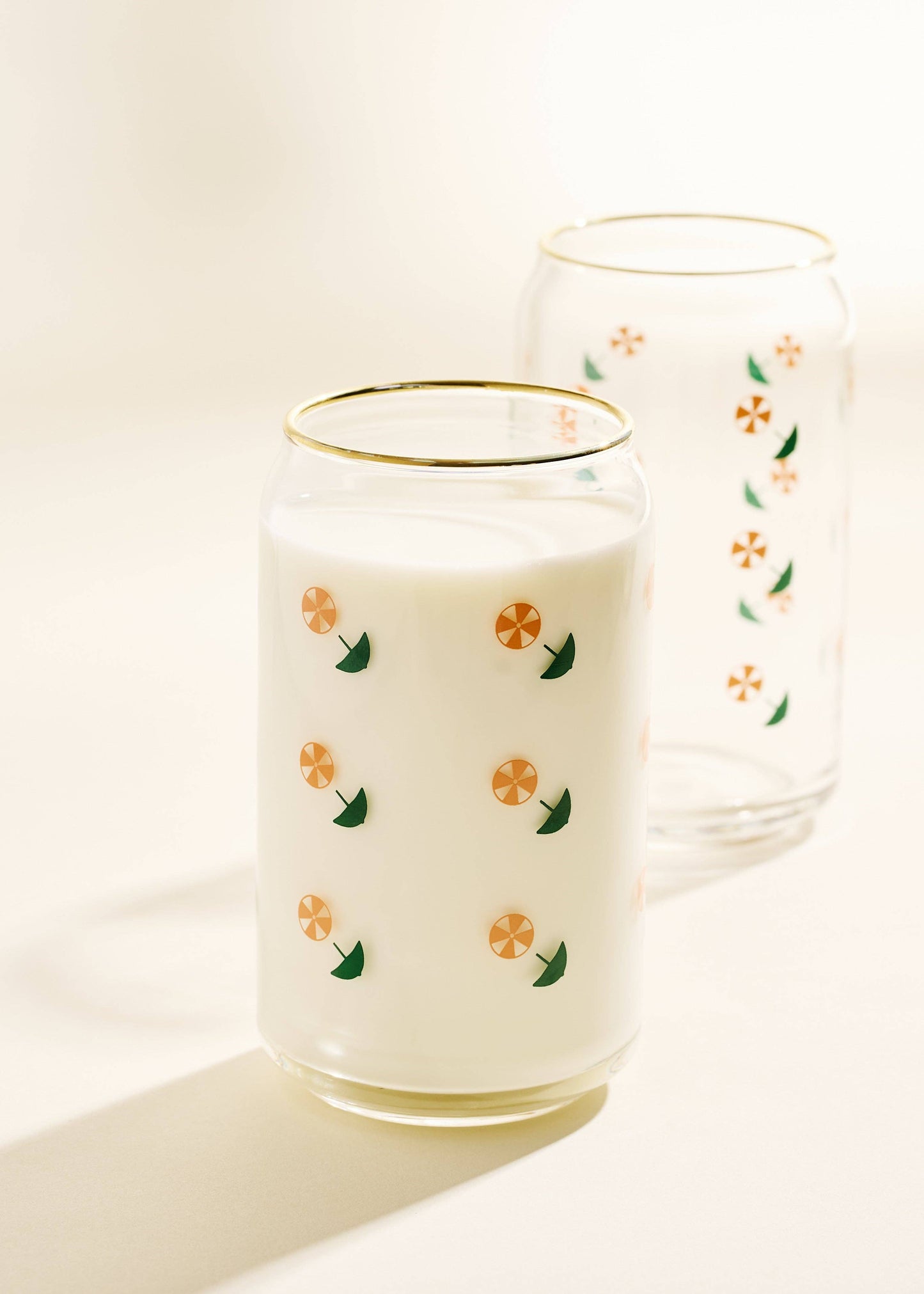 Umbrella Drink Gold Rimmed Soda Can Glass