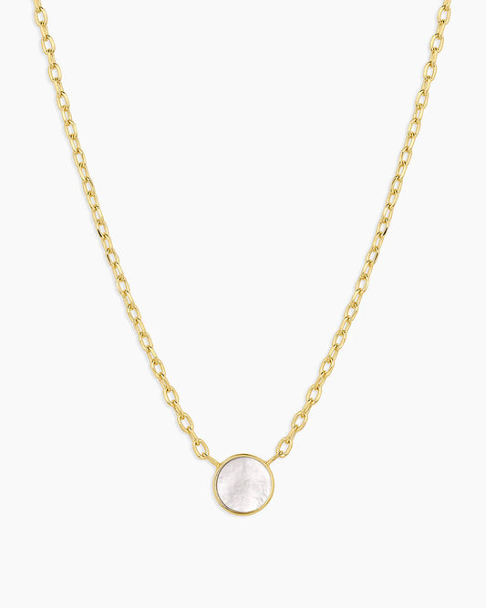 Rose Marble Coin Necklace Mother of Pearl