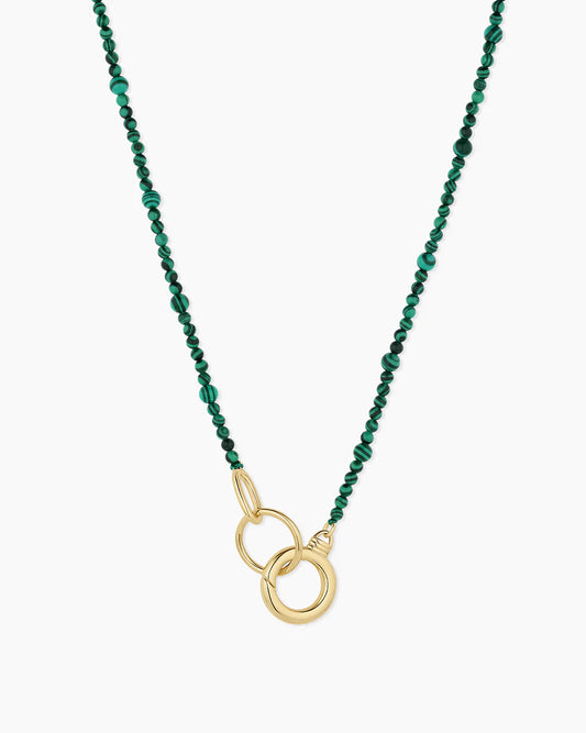 Power Gemstone Long Beaded Necklace-Malachite