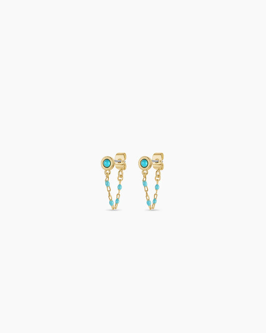 Turquoise Capri Chain Huggies