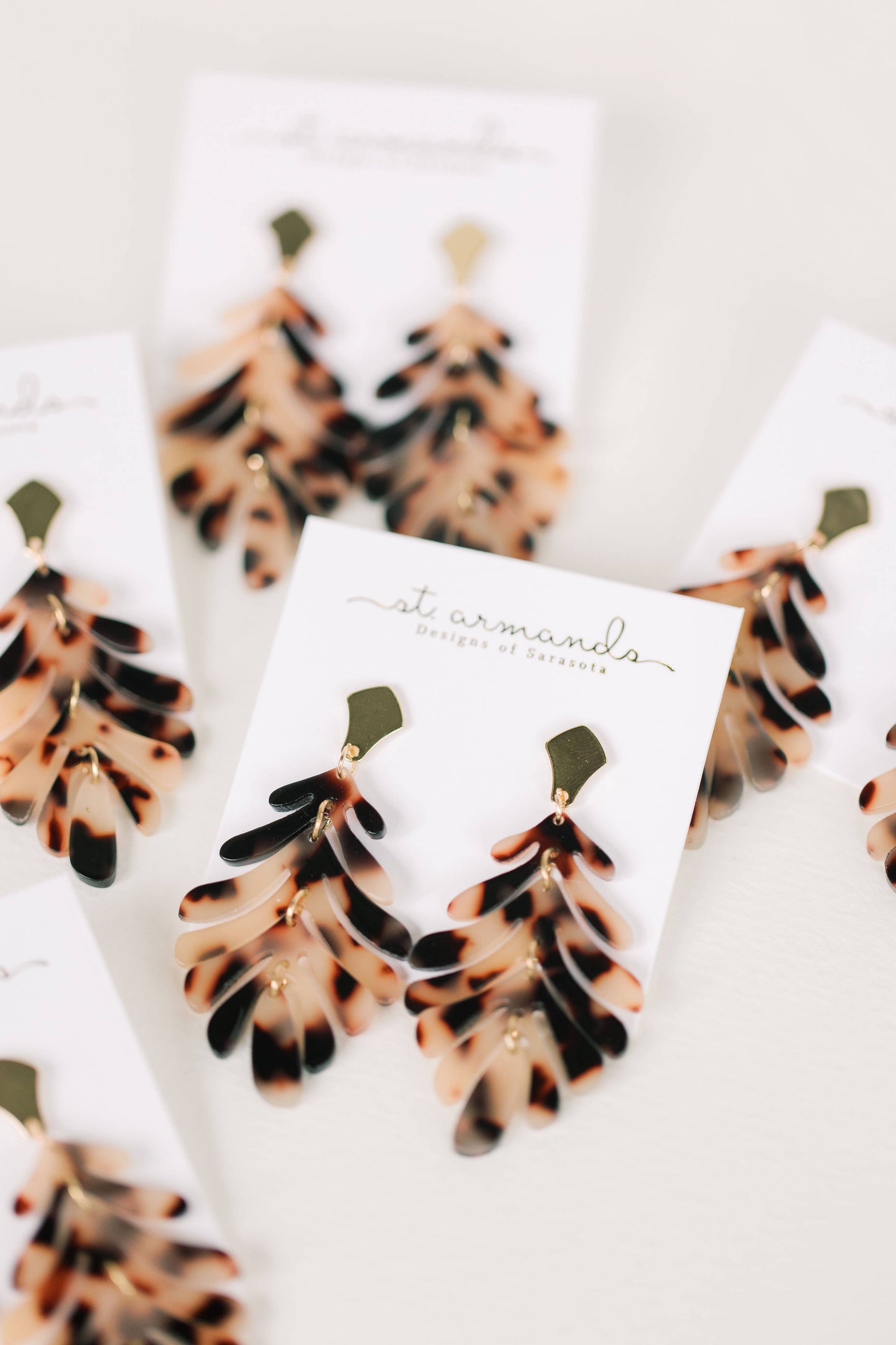 Blonde Petite Palm Drop Statement Earrings