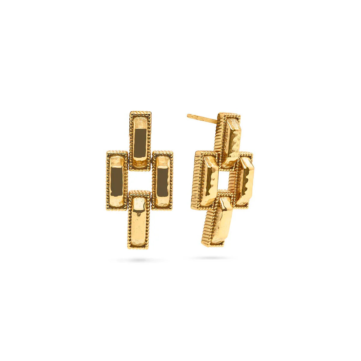 Pathway Post Small Link Earrings - Gold