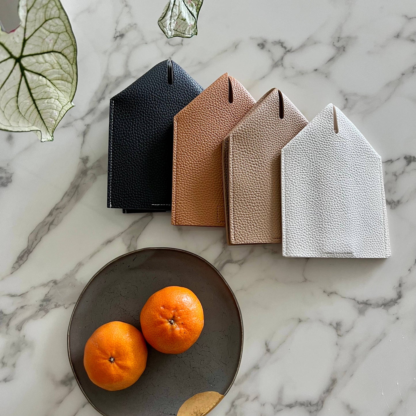 Vegan Leather Tissue Box Cover - Square: Tan