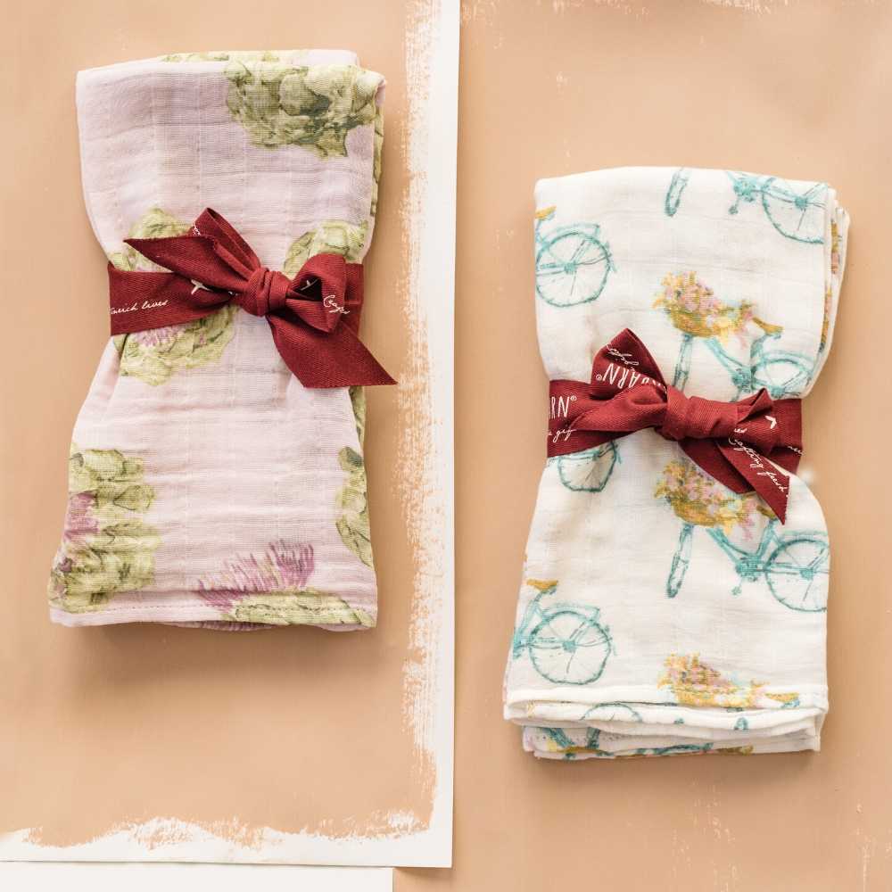 Artichoke Organic Cotton Muslin Two-Piece Burp Cloth Set