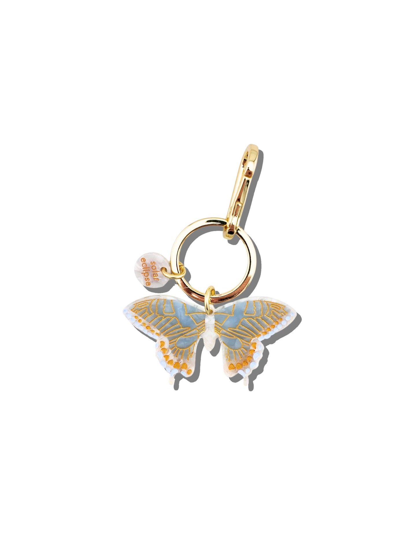 Hand-painted Swallowtail Bag Charm + Keychain | Eco-Friendly: Baby Blue