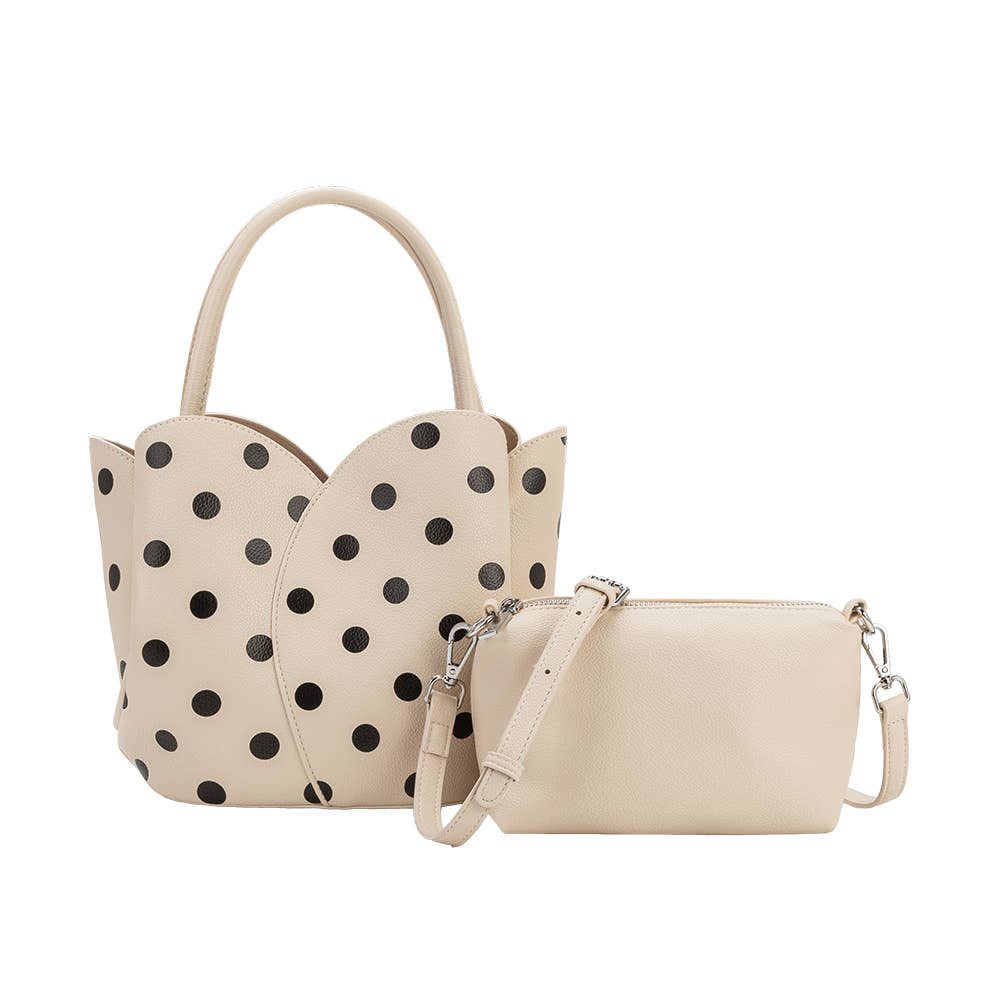 Tulip Cream Recycled Vegan Polka Dot Top Handle Bag