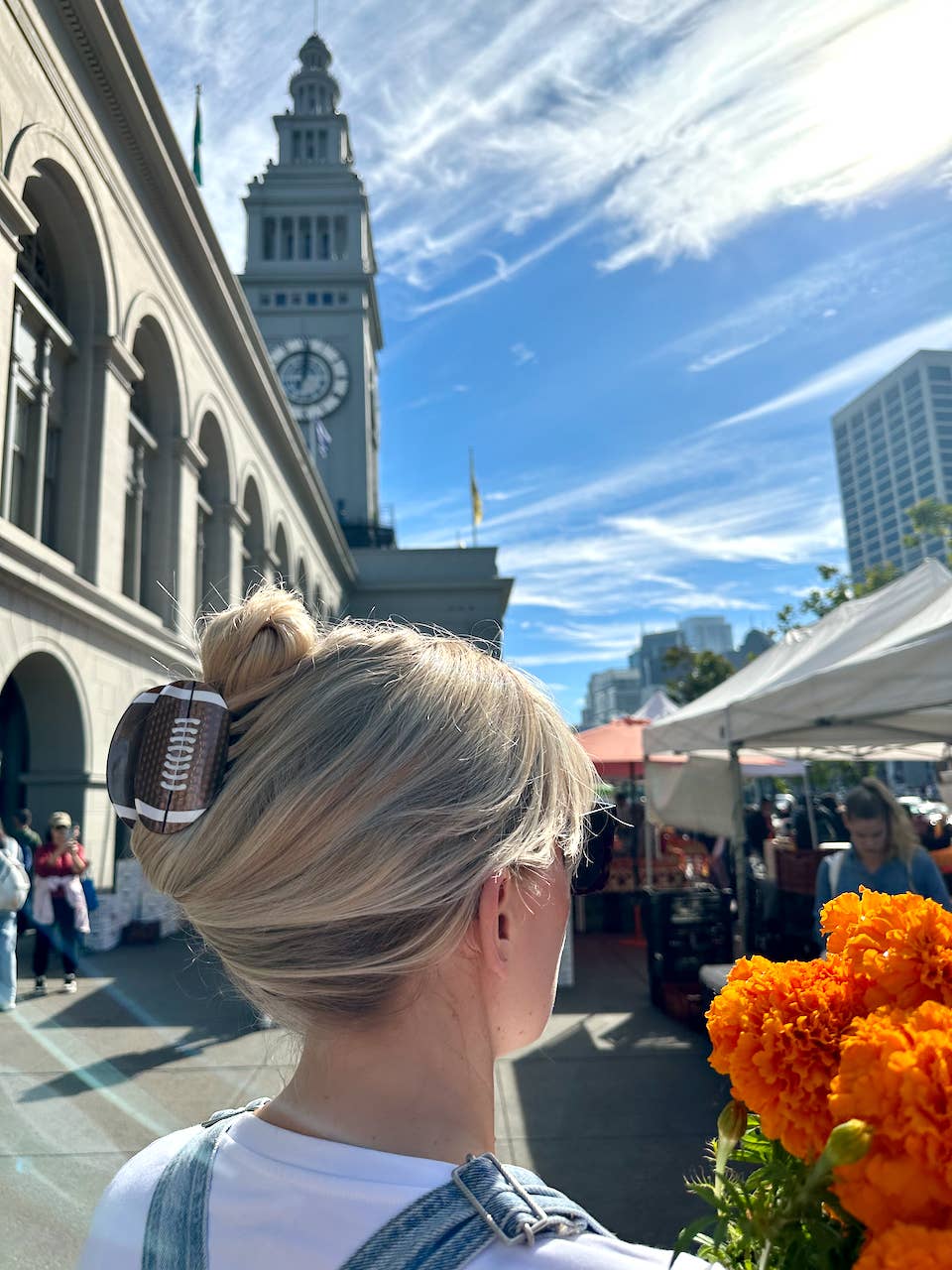 Hand-painted Game Day Football Claw Hair Clip