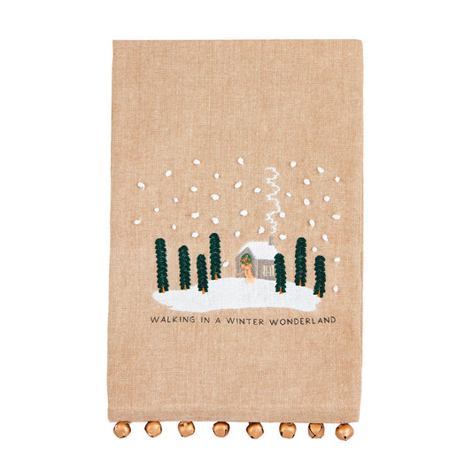 House w/ Bell Embellishment Christmas Tea Towel