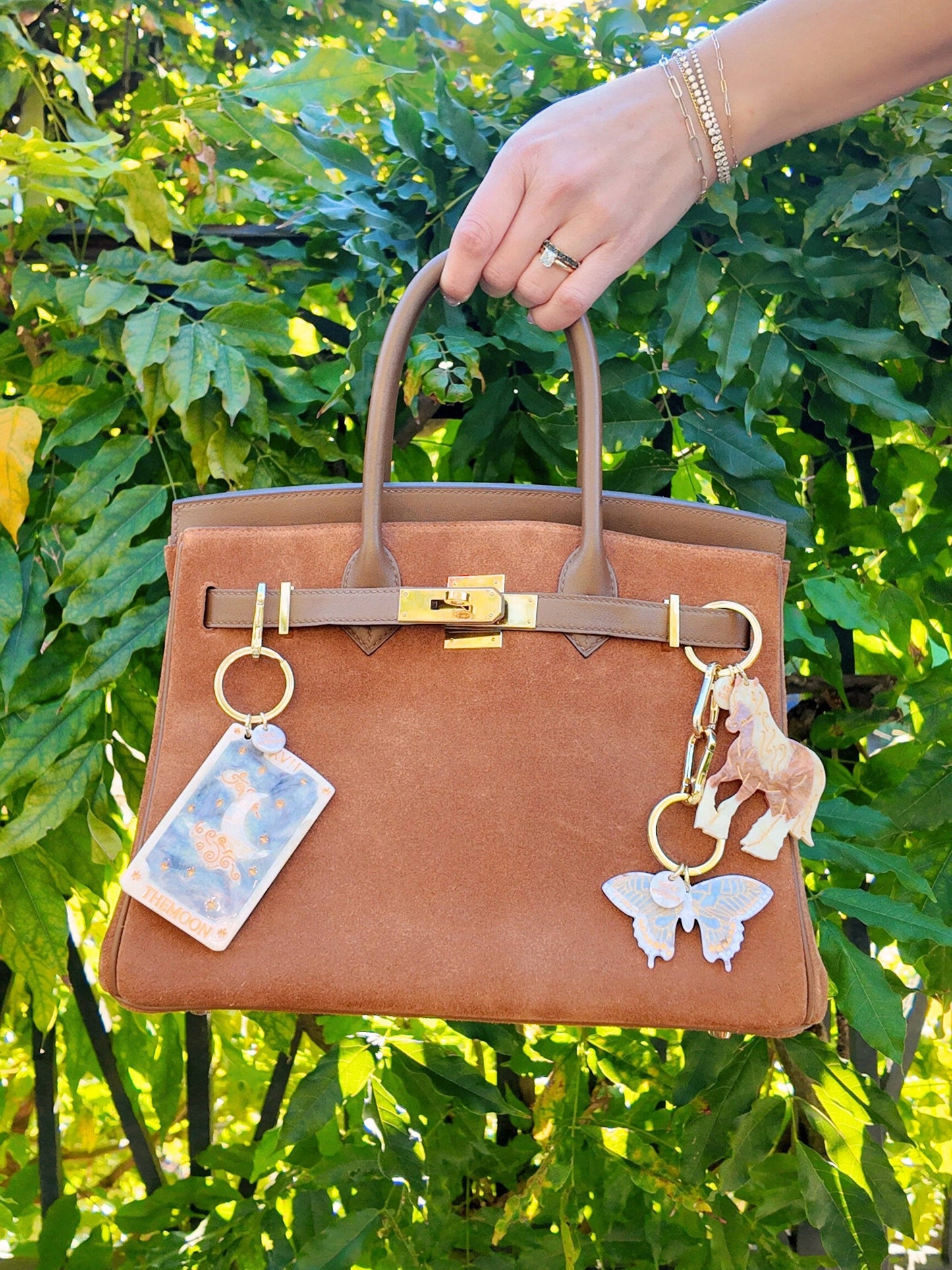 Hand-painted Swallowtail Bag Charm + Keychain | Eco-Friendly: Baby Blue