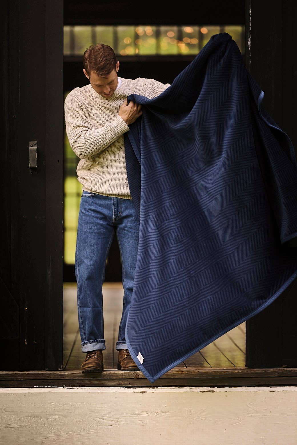 Harborview Herringbone Deep Sea Blanket: Original