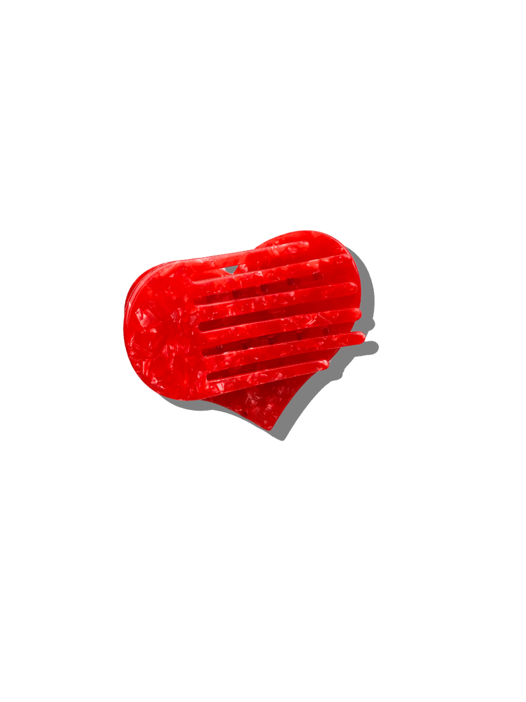 Handmade Heart Lay Down Claw Clip | Eco-Friendly: Red